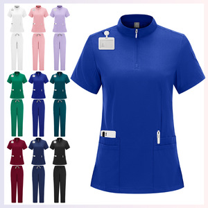 Women <b>Scrubs</b> Uniform Set Solid Color Moisture Wicking Operating Room <b>Clothes</b> Split Design Hospital Workwear S XXL - Product Image 1