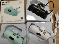 Batterie externe mini capsule PD 20W à charge rapide 5000mAh, chargeur portable format rouge à lèvres avec câble intégré et affichage LED
