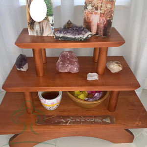 2025 Personalizado Meditação Altar Tabela Handmade Mango Madeira Tiered <span class=keywords><strong>Puja</strong></span> Tabela Pequena Alter Tabela para Relaxamento Oração Buddha Santuário - Product Image 4