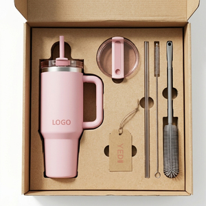 Vaso Térmico <span class=keywords><strong>de</strong></span> Acero Inoxidable <span class=keywords><strong>de</strong></span> Doble Pared <span class=keywords><strong>con</strong></span> <span class=keywords><strong>Asa</strong></span> y Logotipo Personalizado, para Bebidas Frías y Calientes, 20oz, 30oz, 40oz - Product Image 1