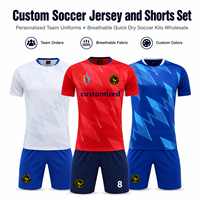 Ensemble de maillots et shorts de football personnalisés, uniformes d'équipe personnalisés, respirants, à séchage rapide, vente en gros pour les clubs et les écoles avec nom et numéro