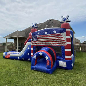 GMY Inflatables - Casa Inflable con Tobogán de Agua y Diseño de Bandera Estadounidense para Niños, Parque Infantil al Aire Libre - Product Image 2