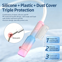 Housse de protection en silicone colorée pour câble de données USB C, bouchon anti-poussière pour prise de charge