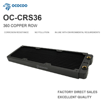 Radiateur entièrement en cuivre OCOCOO noir, 29 mm d'épaisseur, 14 canaux, 395 mm, 97,32 dm², 771,6 g, G1/4, ailettes ondulées haute densité pour configurations de PC de jeu