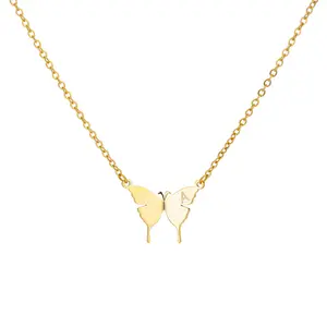 fashion new butterfly 26 letters necklace beautiful 18k gold plated stainless steel jewelry necklace