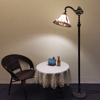 Lampe sur pied en verre coloré de style Tiffany, abat-jour artisanal, lampe d'art