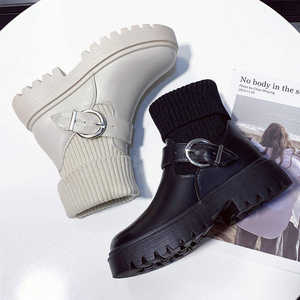 2026 Women's Cable Knitted <b>Ankle</b> Boots with Thick Heel Platform Winter <b>Bootie</b> with Comfortable Cuffs - Product Image 6