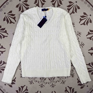 Maglione da Uomo in Maglia Slim-fit con <span class=keywords><strong>Scollo</strong></span> a <span class=keywords><strong>V</strong></span>, Personalizzabile con Logo, Stile Vintage Classico Ralph Lauren in <span class=keywords><strong>Cotone</strong></span> - Product Image 4