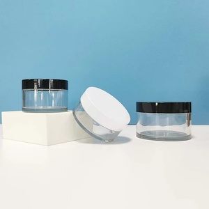 Clear 15g 30g 50g 80g 100g Transparent Low Profile Lip Balm Face Scrub Skin Care Cosmetic Containers PET <b>Plastic</b> <b>Jar</b> White Lid - Product Image 3