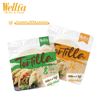 Sachet d'emballage refermable personnalisé avec logo pour tortillas, pochette plate transparente de qualité alimentaire avec fenêtre pour tortillas entières congelées