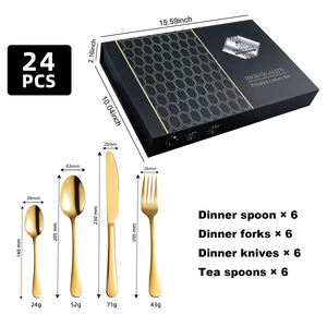 豪华婚礼家居餐厅金银现代设计镜面抛光刀叉勺餐具皇家道林顿Bestek - Product Image 2