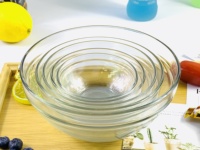 Bol mélangeur en verre borosilicate résistant à la chaleur, 5 pièces, taille industrielle, transparent, avec couvercle en plastique, pour micro-ondes, idéal pour bougies, salades et usage industriel.