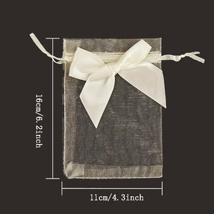 Petits sacs en <span class=keywords><strong>organza</strong></span> transparent avec nœud 11x16cm, sacs en maille romantiques pour bijoux, emballage de boucles d'oreilles, sachets pour mariage, fête de Noël - Product Image 2