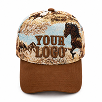 Cappello da Baseball Western Cowboy con Logo Personalizzato, Ricamo Cavallo, Snapback con Visiera Curva, Cappello Casual da Esterno