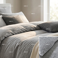 Parure de couette rafraîchissante en jersey gris uni, 100 % coton T-shirt, super douce et confortable, 3 pièces avec fermeture éclair