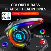 Casque Bluetooth Y21 avec assistant vocal IA pour moto universelle, avec radio FM et lumière SOS, écouteur détachable pour appels moto