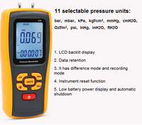 Battery Powered Digital Differential Pressure Gauge Pressure Manometer