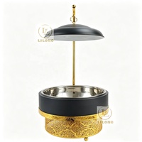 Nouveau design – Plat de service rond en acier inoxydable 8L pour buffet, chauffe-plats pour hôtels, banquets, traiteurs, mariages, fêtes et restaurants