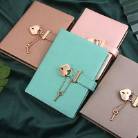 Agenda personnalisé B6 en cuir PU rose avec impression et cadenas pour fille