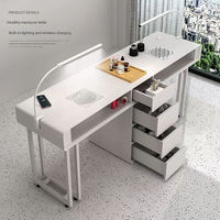 Table de manucure moderne haut de gamme simple/double avec plateau en bois, design durable pour salon de manucure, centre commercial et atelier