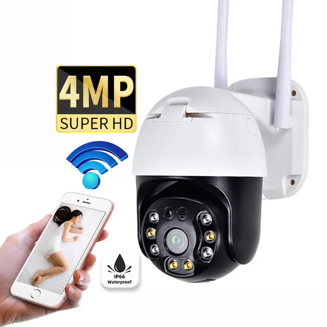 Outdoor IP66 Waterproof Full Color Night Vision 4MP HD PTZ Two Way Audio Motion Detection CCTV Wifi Security Network Camera