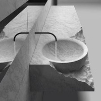 Vasque intégrée personnalisable en marbre de Carrare blanc poli, de qualité supérieure, de style moderne, autoportante, écologique, pour usage hôtelier