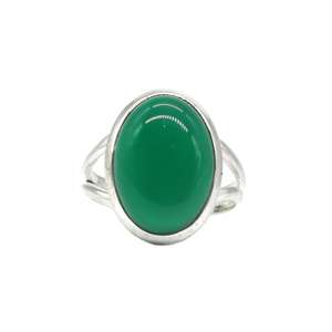 Bague en argent sterling 925 de créateur avec pierre précieuse naturelle onyx vert, bijoux faits à la main, sertissage en bélière, bague statement, mariage, fête - Product Image 2