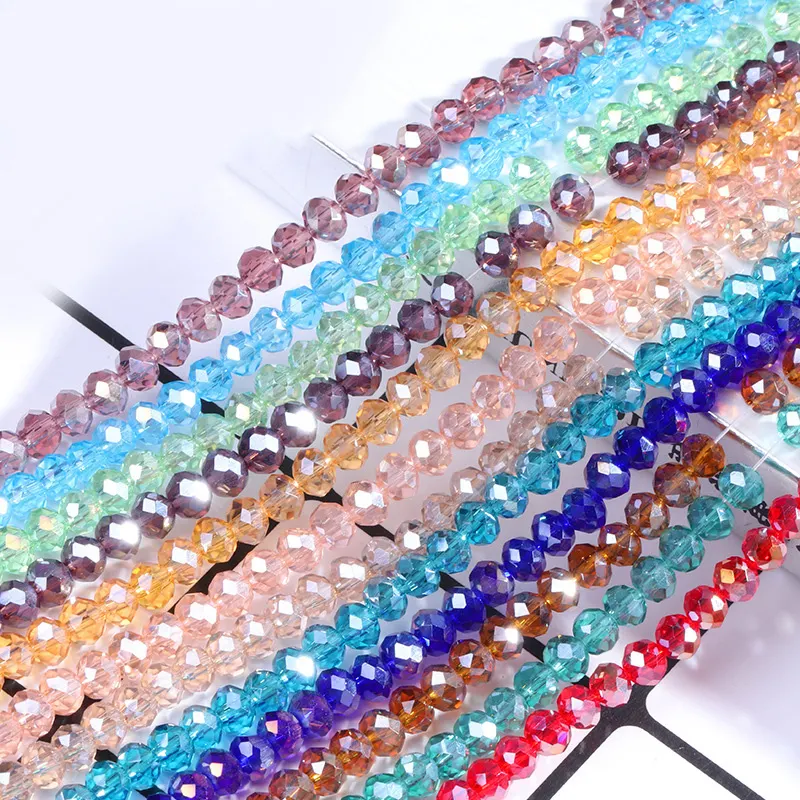 Xichuan-cuentas de cristal planas para la cintura, accesorios de joyería para collar y pendientes, 18 colores