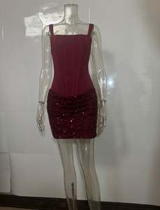 Robe pour femme à paillettes bicolore, mini-robe scintillante, robe moulante pour <span class=keywords><strong>soirée</strong></span>, robe de <span class=keywords><strong>soirée</strong></span>, XS-L - Product Image 4