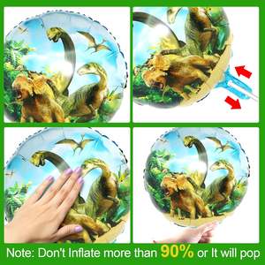 Décorations d'<span class=keywords><strong>anniversaire</strong></span> sur le thème des dinosaures, fournitures pour fête de dinosaures comprenant une bannière, une <span class=keywords><strong>nappe</strong></span>, des ballons, des décorations de gâteau, des assiettes, des serviettes pour fête d'enfants - Product Image 2