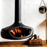Poêle à bois moderne PANSEE SkyFire 1000 mm à flamme réelle, chauffage autoportant suspendu pour intérieur, salle à manger et cuisine
