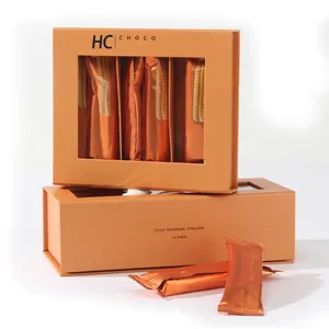 Embalagem de caixa de presente com divisórias de plástico para biscoitos de chocolate reciclável personalizado