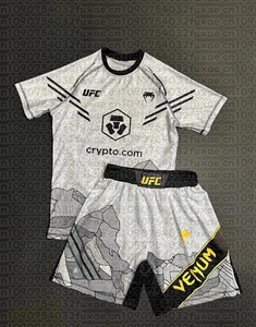 Shorts de sport UFC à séchage rapide, respirants, 100% polyester, pour l'entraînement de boxe et de Muay Thai, avec logo et broderie sur le devant - Product Image 2