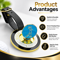 Étiquette de sac de golf Ausluofell en cuir PU élégant et métal, portable, durable, avec marqueur de balle magnétique, couleur personnalisée, pour le golf (approvisionnement en gros)