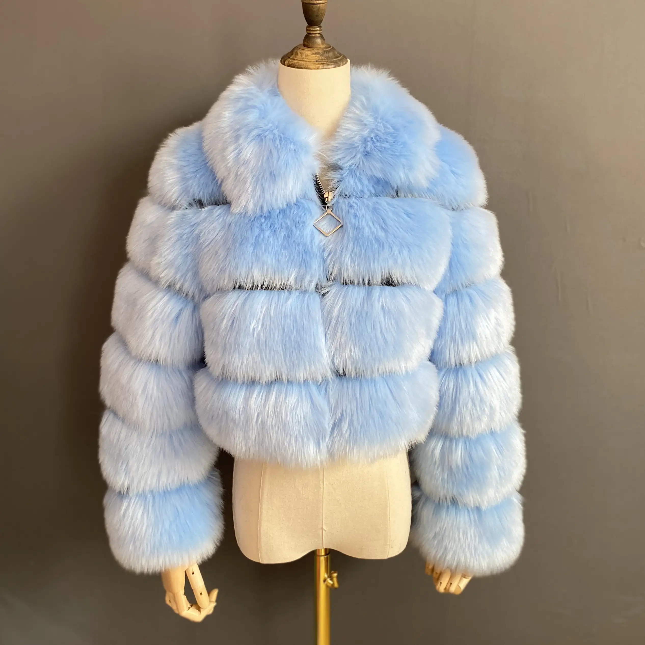 Hot selling new fashion multi color short Fake Fur Jacket soft faux fur coat for women