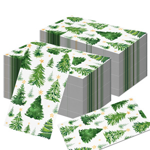 Huancai Noël invité serviettes arbre vert jetable <span class=keywords><strong>papier</strong></span> dîner <span class=keywords><strong>serviette</strong></span> salle de bain essuie-mains pour noël hiver fête fournitures - Product Image 1