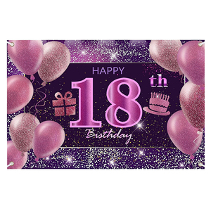 Grande cabine Photo en tissu, arrière-plan d'anniversaire, bannière d'arrière-plan du 18e anniversaire - Product Image 1