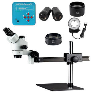 3.5X-180X復元顕微鏡オールメタルデスクトップスタンド携帯電話修理カメラLEDリングライト三眼顕微鏡修理 - Product Image 1