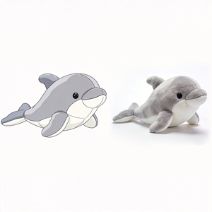 Vente directe du fabricant, peluche de <span class=keywords><strong>dauphin</strong></span> gris douce et moelleuse, jouet en peluche d'animal marin, poupée de confort pour enfants, peluche personnalisée - Product Image 1