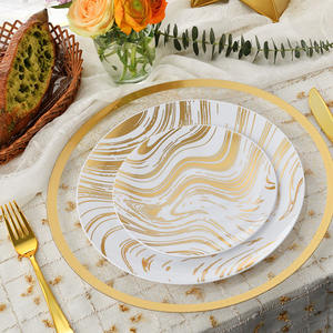 Piring gaya marmer plastik sekali pakai makanan makan malam pabrikan Tiongkok - Product Image 5