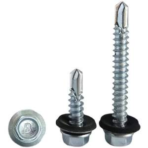 Selbst schneidende Schraube selbst schneidende Sechs kant schrauben aus Kohlenstoffs tahl mit EPDM-Unter leg scheibe A4 Dachs ch rauben - Product Image 1