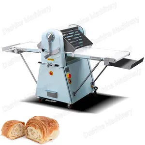 Máquina de rodillos de acero inoxidable comercial de mesa, laminadora continua de masa de croissant para panadería