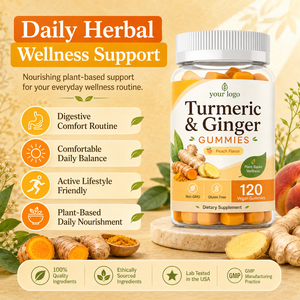 Vente en gros certifiée GMPC, véganes, 120 unités, formule naturelle pure à base de plantes, soutien sain du métabolisme, gommes au curcuma et au gingembre - Product Image 4