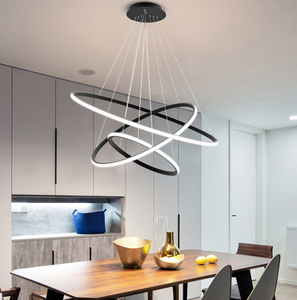 Luces colgantes de acrílico de aluminio moderno LED negro acabado redondo multy anillo colgante Luz - Product Image 1