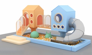 Structure de jeu intérieure moderne et minimaliste jaune et blanche avec maisonnette <span class=keywords><strong>lapin</strong></span>, escaliers et toboggan en spirale pour <span class=keywords><strong>garderie</strong></span> - Product Image 3