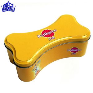 Cão osso forma lata caixa pet food brinquedo metal lata armazenamento recipiente - Product Image 1