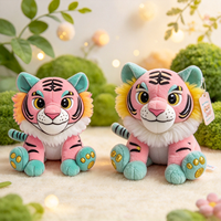 Peluche tigre personnalisée, peluche douce à poils courts avec rembourrage en coton PP, artisanat de broderie, mascotte d'entreprise.
