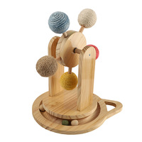 Jouet rotatif pour chat avec LED, boule tournante interactive, brosse auto-nettoyante pour gratter, base à ventouse