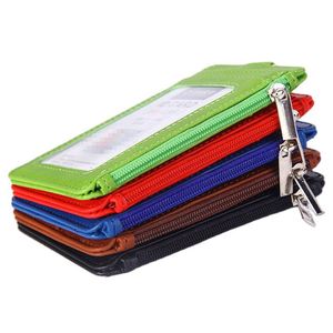 Multi-Card PU Badge Holder Retractable Buckle Lanyard with Key Ring Coin <b>Purse</b> Wallet for Work & Business Use - Product Image 2
