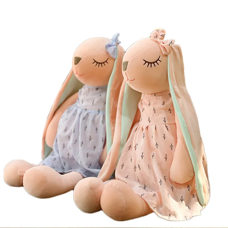 Mainan telinga kelinci mewah mainan bayi boneka kelinci panjang mainan mewah lembut untuk anak-anak teman tidur kelinci diisi mainan binatang mewah